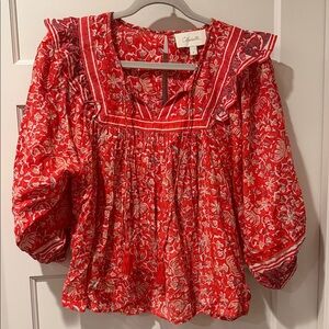 Cleobella Red Floral Blouse